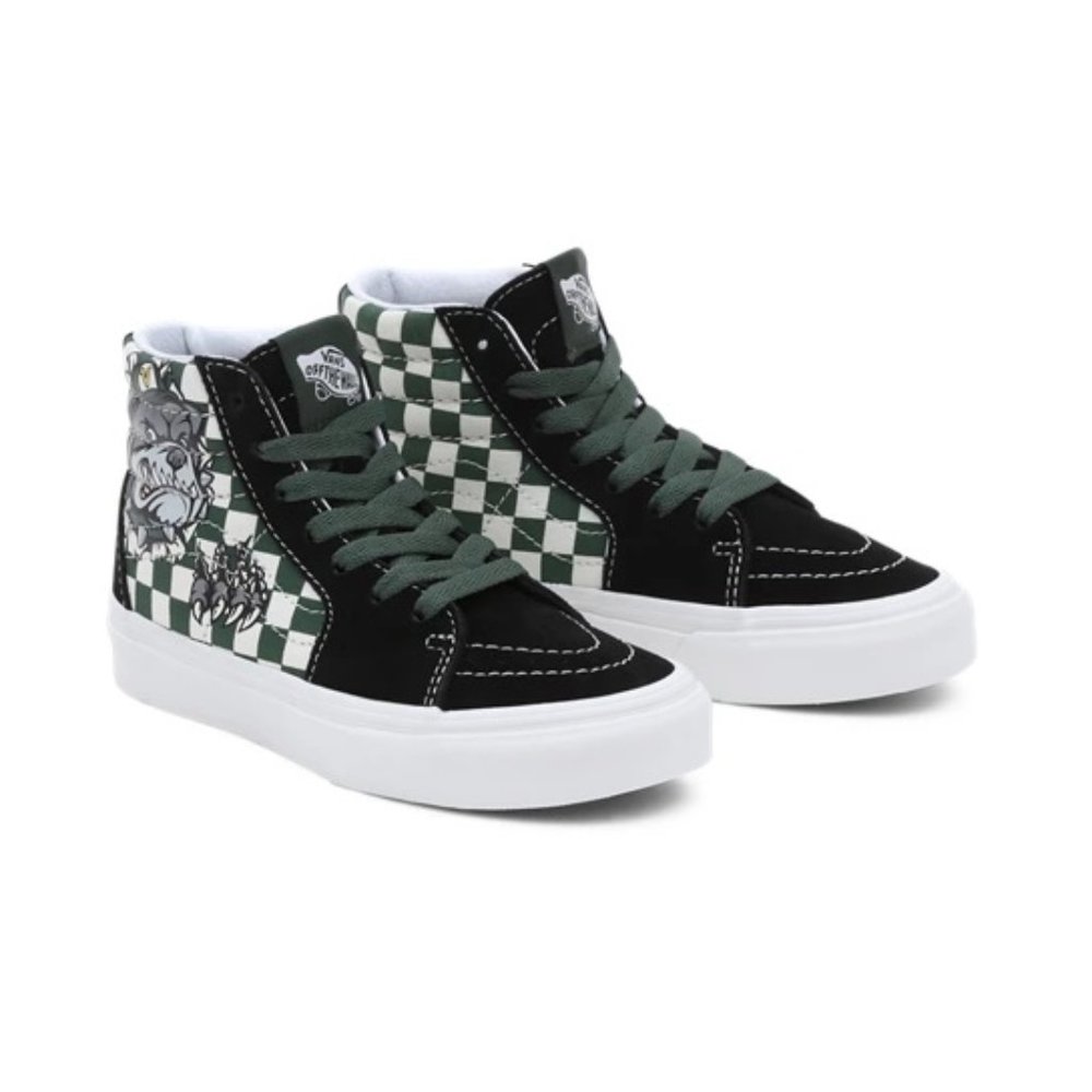 VANS Green White Checkerboard BullDog SK8-Hi HighTop Sneakers - US 6